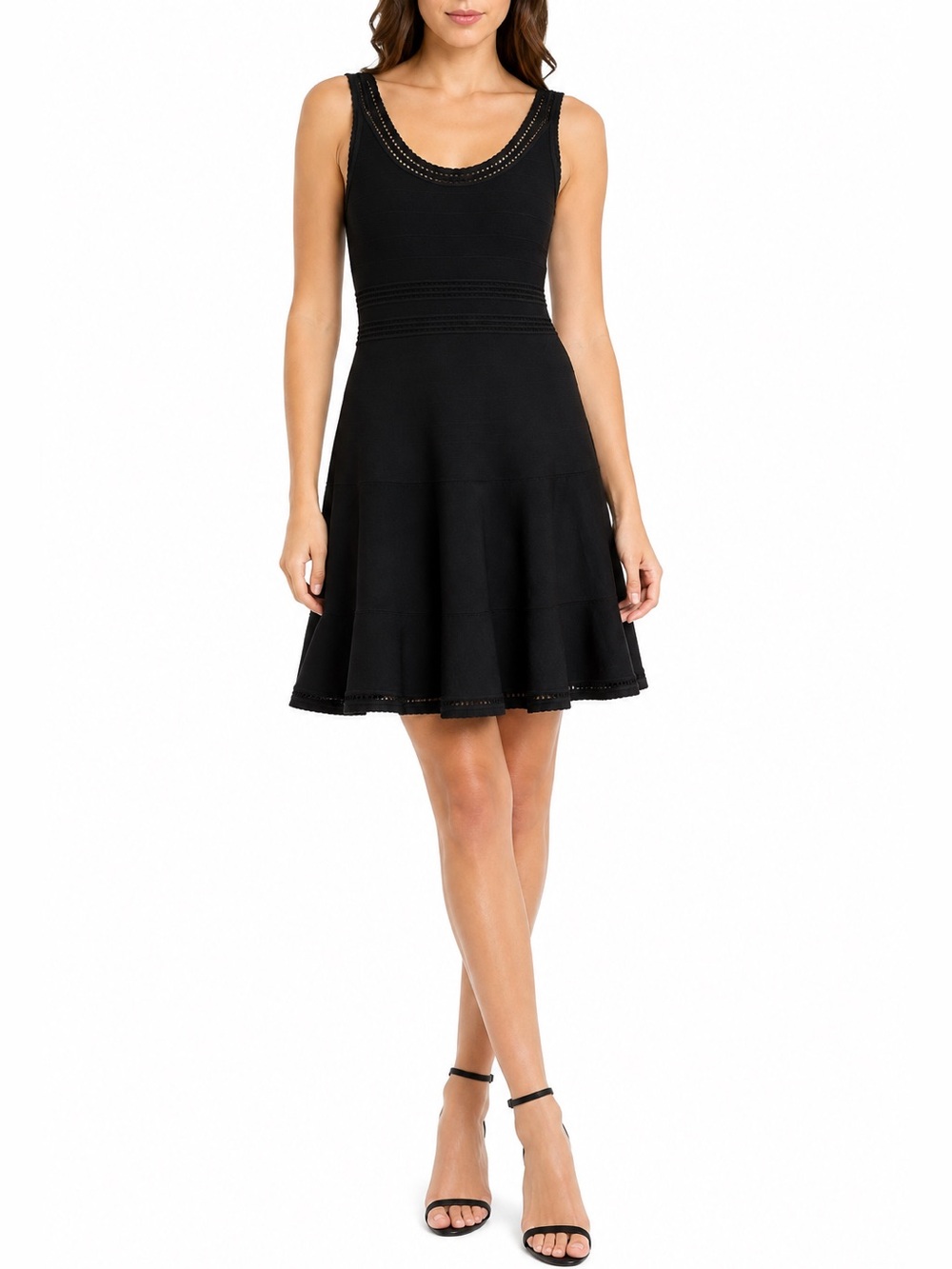Diane von Furstenberg Black Bandage Fit & Flare Knit Dress Petite P